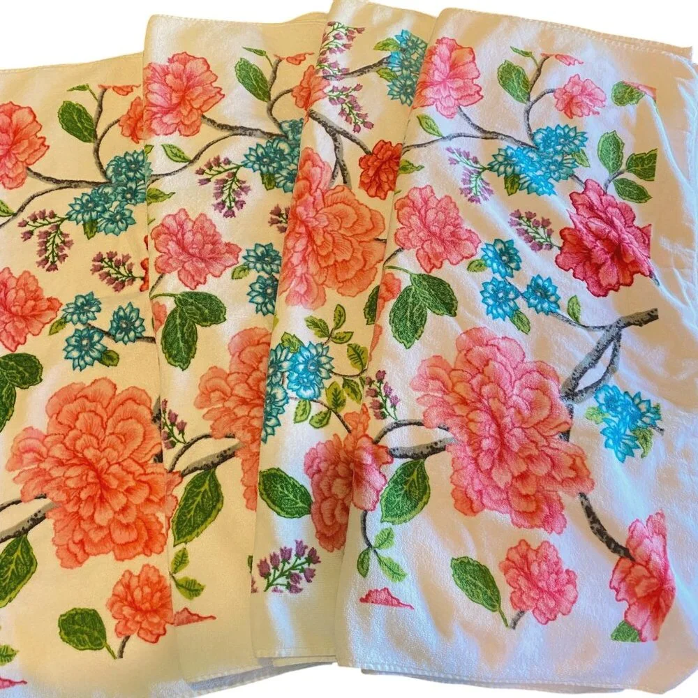 Vintage‎ Target Home floral bath towels pink white Cotton 90s 00s hydrangea